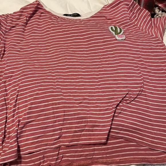 striped crop top with cactus patch - Picture 1 of 1